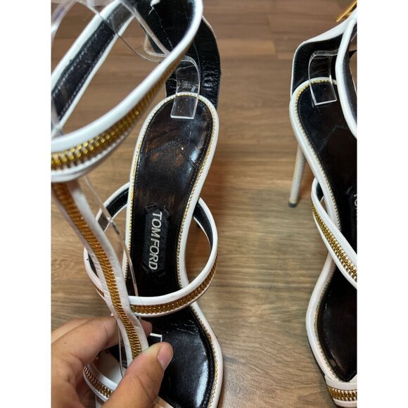 Tom Ford White Chain Ankle Strap heels - Picture 4 of 10